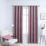 Pimendavad kardinad r&otilde;ngastega 2 tk samet antiikroosa 140x245cm