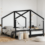 Lastevoodi raam, must, 2 x (90 x 200) cm, m&auml;nnipuit