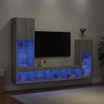 4-osaline telerikappide komplekt LED-tuledega, hall sonoma tamm
