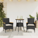 3-osaline aiam&ouml;&ouml;bli komplekt patjadega must, pe-rotang/akaatsia