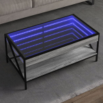 Diivanilaud LED-tuledega, hall sonoma tamm, 90x50x38cm