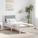 Voodiraam Pehme Peatoega peaga Helehall 75 x 190 cm Tahke m&auml;nd