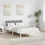 Voodiraam peatsiga Valge ja helehall 120 x 200 cm M&auml;nnipuit