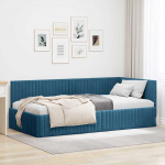 Nurga voodiraam peatsiga Sinine 100 cm x 200 cm Samet