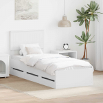 Voodiraam sahtliga peaga valge 75 x 190 cm inseneripuit