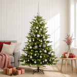 Kunstkuusk koos j&otilde;ulukuuliga 120 cm 150 LED-i Soe valge