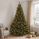 Kunstlik kokkupandav j&otilde;ulupuu 240 cm 600 LED-i Soe valge teras