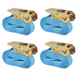 Pingutitega koormarihmad 4 tk 0,8 tonni 6 m x 25 mm, sinine