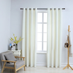 Pimendavad kardinad r&otilde;ngastega 2 tk, samet, kreemjas, 140x175cm