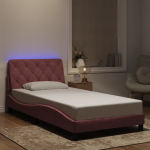 Voodiraam LED-tuledega, roosa, 100x200 cm, samet