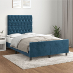 Voodiraam ilma madratsiga tumesinine 120x190 cm samet