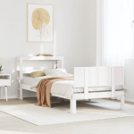 Voodiraam peatsiga ilma madratsita valge 90x200 cm