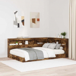 Riiulitega voodipeats suitsutatud tamm 120 cm tehispuit