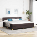 LED Voodi madratsiga Tume pruun 200 x 200 cm kangas
