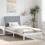 Voodiraam peatsiga Valge ja helehall 100 x 200 cm M&auml;nnipuit