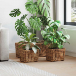Istutuskorv ladustamisega 3 tk pruun kubu rattan