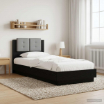Peatsiga voodiraam peaga Must tamm 80 x 200 cm Tehispuit