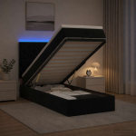 Ottomani voodi madratsi ja LED-idega Must 90 x 190 cm Samet