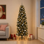 Kitsas kunstkuusk koos j&otilde;ulukuulidega 180 cm 300 LED-i