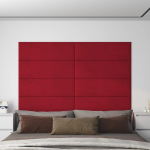 Seinapaneelid 12 tk, veinipunane, 90 x 30 cm, samet, 3,24 m&sup2;