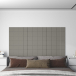 Seinapaneelid 12 tk, helehall, 60 x 15 cm, samet, 1,08 m&sup2;