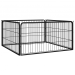 Koera m&auml;nguaedik 4 paneeli must 100x50 cm pulberv&auml;rvitud teras