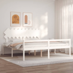 Vanemate inimeste voodiraam peatsiga, valge, 200x200cm t&auml;ispuit