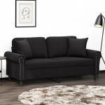 2-kohaline diivan patjadega, must, 140 cm, samet