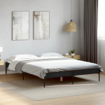 Voodiraam, must, 150 x 200 cm, tehispuit ja metall