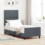 Voodiraam peatsiga tumehall 80 x 200 cm samet