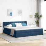 Voodi hoiukohaga ja madratsiga Sinine 200 x 200 cm Tehispuit