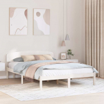 Voodiraam peatsiga Valge 140 x 200 cm Tahke m&auml;nd