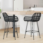 Baaritool 2 tk Must 55 x 52 x 92 cm Viinapuu ja raud