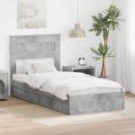 Laos voodi peaga sahtliga Betoonhall 90 x 190 cm Tehispuit