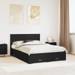 Voodiraam peatsiga sahtliga Must 140 x 190 cm Tehispuit