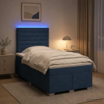 Vedruvoodi madratsiga LED-ribadega sinine 120 x 200 cm kangas