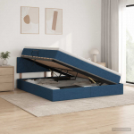 Voodi hoiukohaga ja madratsiga peaga Sinine 180 x 200 cm Samet