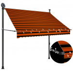 K&auml;sitsi sisset&otilde;mmatav varikatus, LED, 200 cm, oranž ja pruun