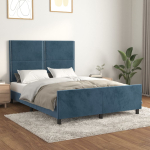 Voodiraam ilma madratsita tumesinine 140x190 cm samet