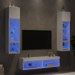6-osaline telerikappide komplekt LED-tuledega, valge, tehispuit