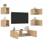 5-osaline telerikappide komplekt LED-tuledega, sonoma tamm
