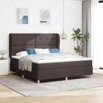Vedrumadratsiga voodi tumehall 90x190 cm kangas peatsiga