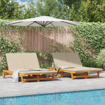 Kahep&auml;ine suvekorter rataste ja padjaga tahked akatsiapuidust