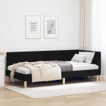 Nurga voodiraam peatsiga Must 80 cm x 200 cm Kangas ja vineer