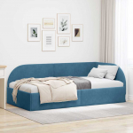 Nurga voodiraam peatsiga Sinine 90 cm x 200 cm Samet