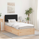 Voodiraam Pehme Peatoega peaga Must 75 x 190 cm Tahke m&auml;nd