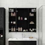 Vannitoa peeglikapp jaoks Must tamm 70 x 14,5 x 70 cm