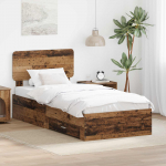 Voodiraam peatsiga sahtliga Vana puit 90 x 200 cm Tehispuit