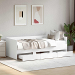 Voodiraam ladustamisega Valge 80 x 200 cm Tehispuit