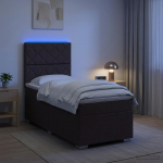 LED kastivoodiga madrats peaga Tume pruun 90 x 200 cm kangas